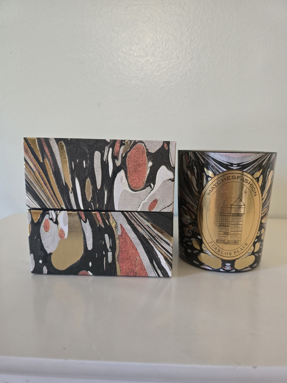 MatchesFashion Decorative Scented Candle — Marbled Black & Gold Design